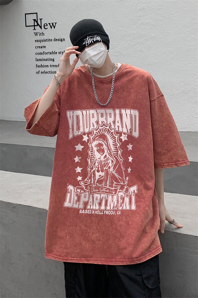 复古水洗做旧夏美式印花半袖高街重磅短袖T恤XZ514-2-1302-P38,男装T恤,星座514-2(原B239)