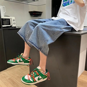 夏季港风宽松牛仔七分裤宽松阔腿裤直筒牛仔裤男1008-D3010-p40图片
