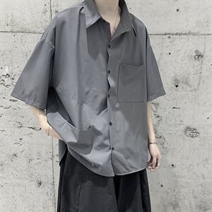518夏季短袖衬衫男痞帅潮流冷淡风中性衬衣CS2006图片
