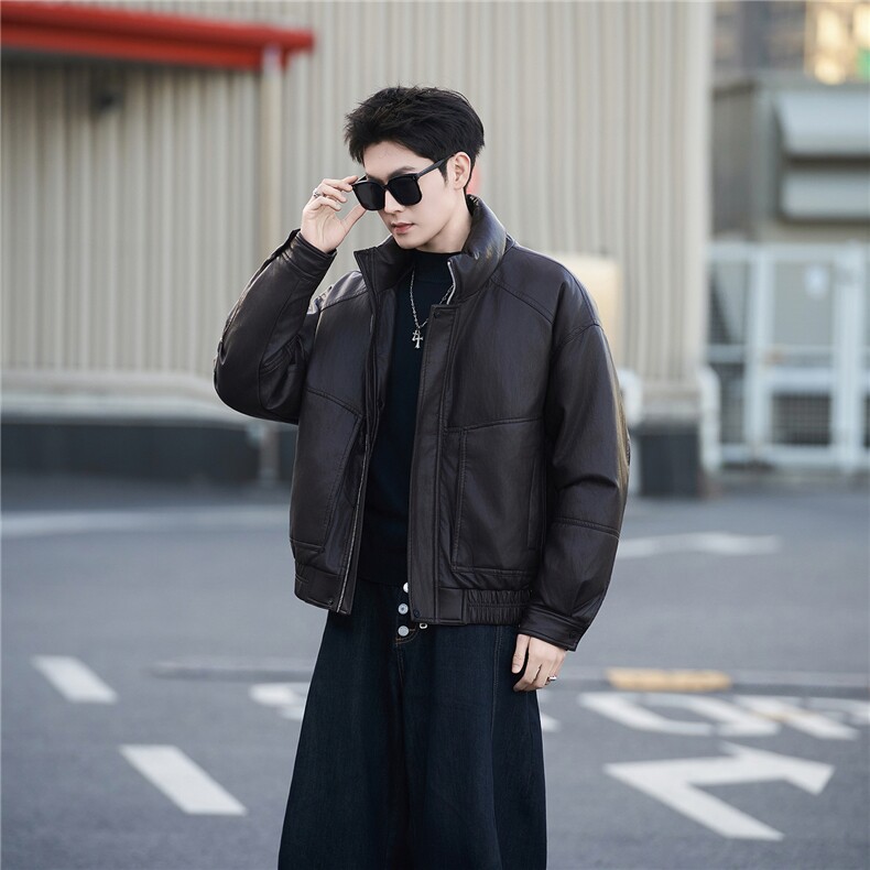 标50绒皮羽绒服男士立领短款外套8529-P235(控券后318),男装羽绒服,电商B338