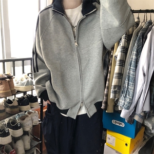 抖音得物高品质 美式高街重磅结构设计拼接织带立领卫衣外套 CM42图片