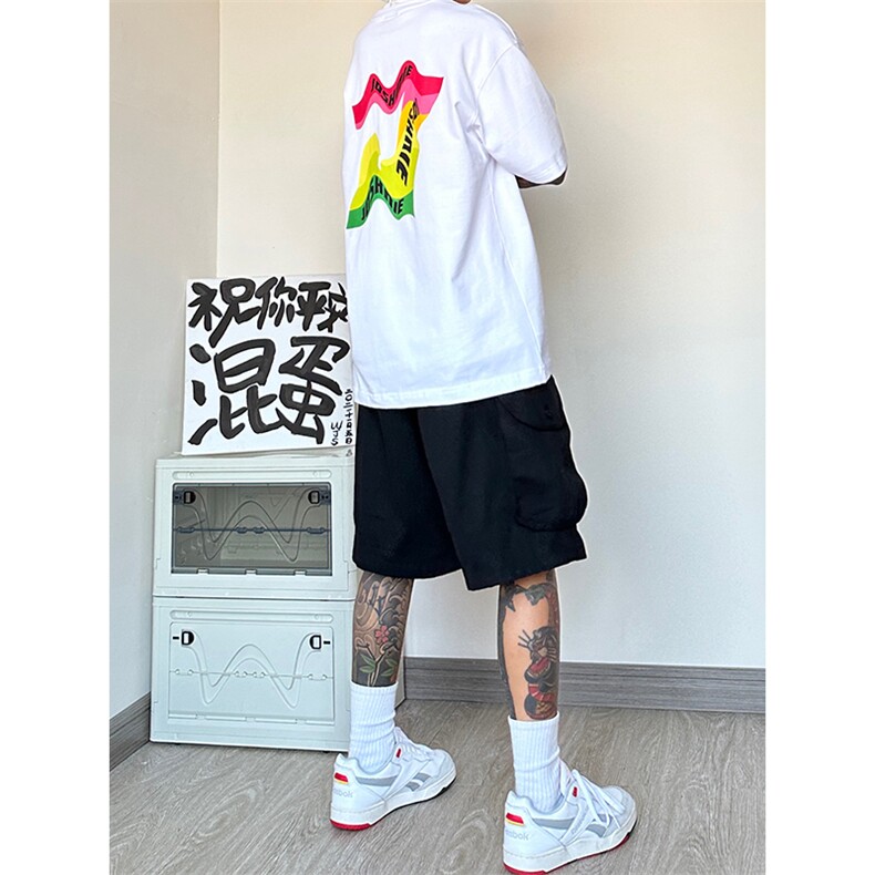 港风大码宽松休闲裤短裤工装裤五分裤A014-DY2373-P45控58,男装牛仔裤,电商A014