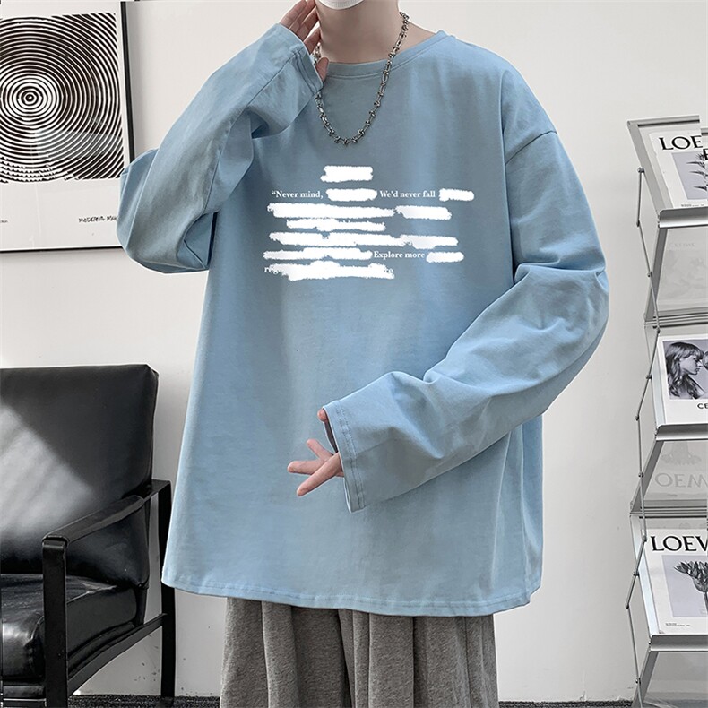 控48重磅230g纯棉长袖t恤男大码圆领卫衣打底衫TX3445-P28,男装T恤,电商A040