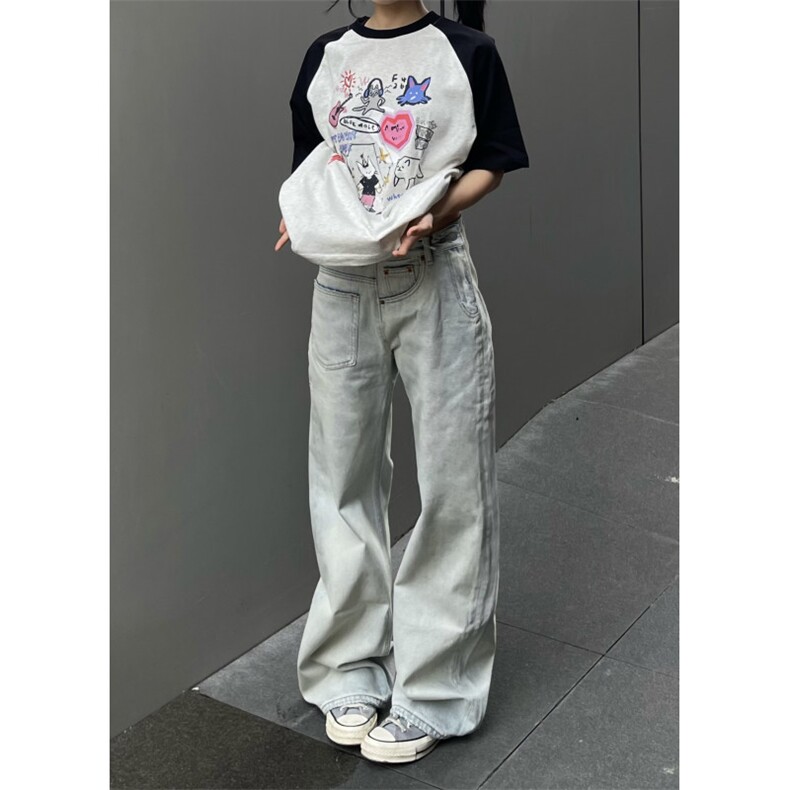 【有货】A700CC-特P43不对称做旧反穿牛仔裤男女设计感裤子,男装牛仔裤,星座1007（原301D）