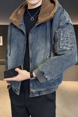 加绒加厚夹克男2025冬款连帽牛仔外套羊羔毛上衣男B317/J615/P175，男装工装外套，电商B317