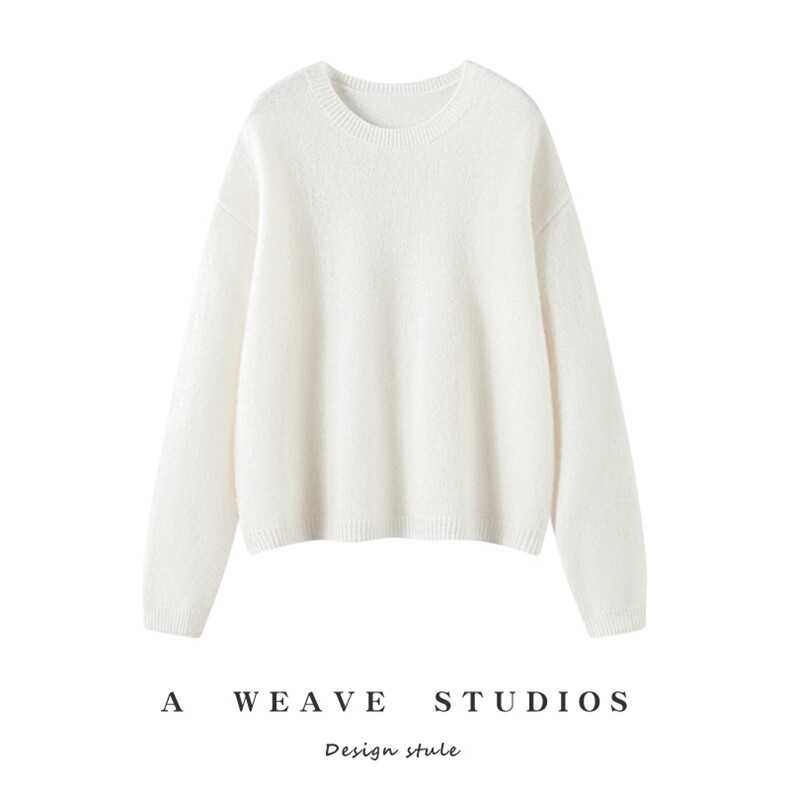 金银丝圆领百搭时尚2025套头衫，女装针织衫/毛衣，兴泰羊绒