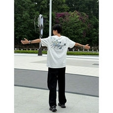 M550-P35刺绣Logo潮牌美式复古宽松圆领重磅短袖T恤男女同款，男装T恤，星座617A-1（原B318A）