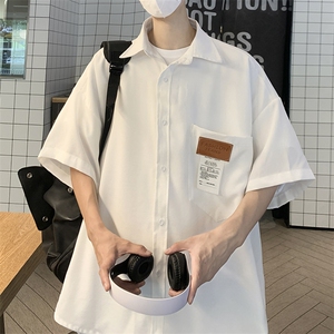 夏季日系宽松短袖衬衫港风冰丝薄款休闲工装衬衣潮美式 H226/P35图片