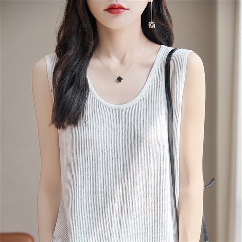 时尚修身显瘦钩花背心吊带女夏季新款无袖针织衫内搭打底上衣,女装背心吊带,暖姿羊绒