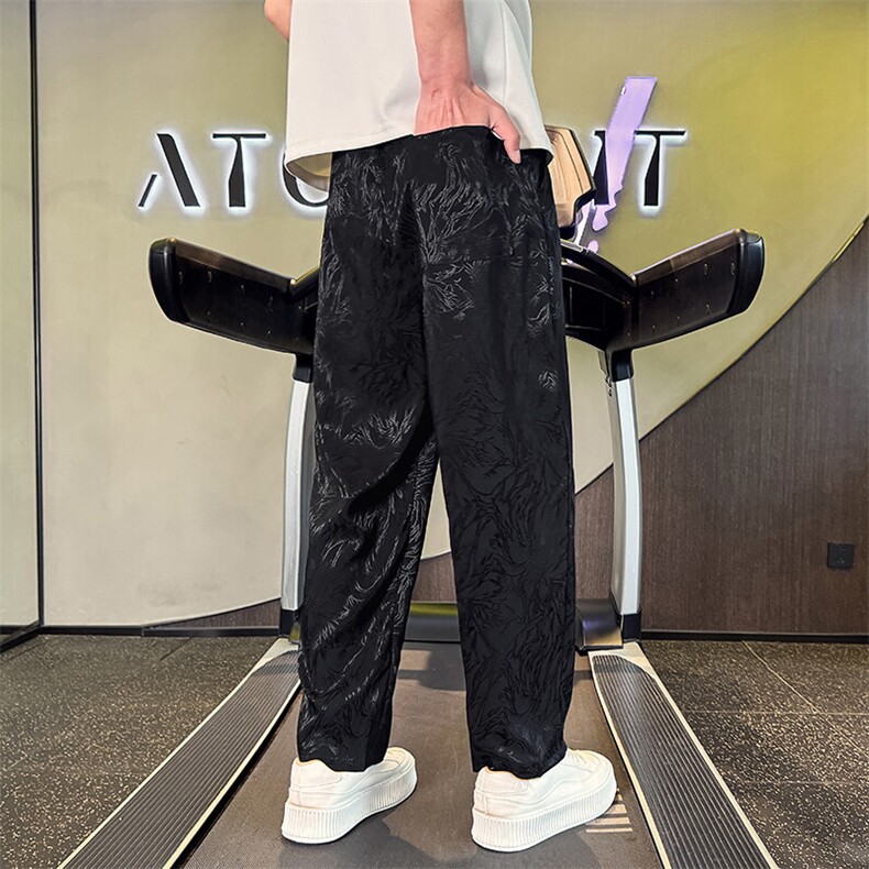 夏款风冰丝提花休闲裤子男社会小伙店主风长裤垂感2252-P58,男装休闲裤,星座313B-2(原星座309A-2)