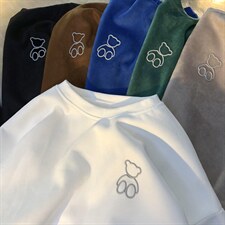 XZ222-1/CT01/P55/控68麂皮绒重磅美式复古咖色小熊长T卫衣，男装卫衣，星座809A(原222-1)