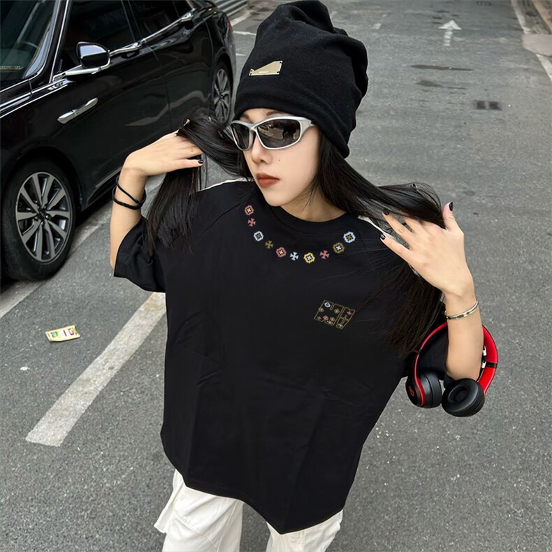 抖音得物高品质二开240克宽松纯棉美式潮牌三条杠织带短袖T恤,男装T恤,电商A486-1