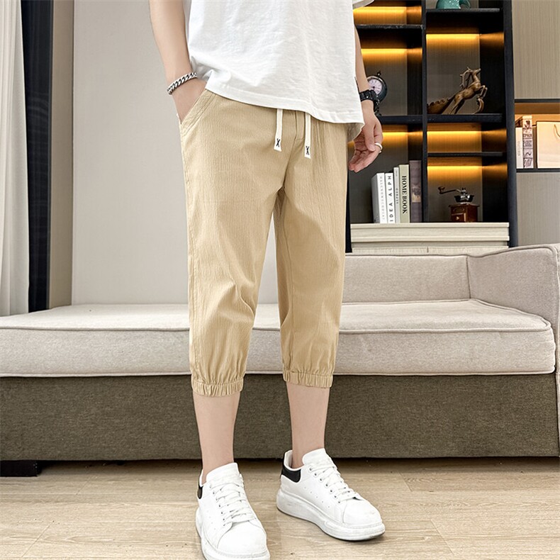 泡泡格夏季新款水洗短裤男休闲七分裤百搭休闲裤XZ310B-3-DK07,男装牛仔裤,星座310B-3