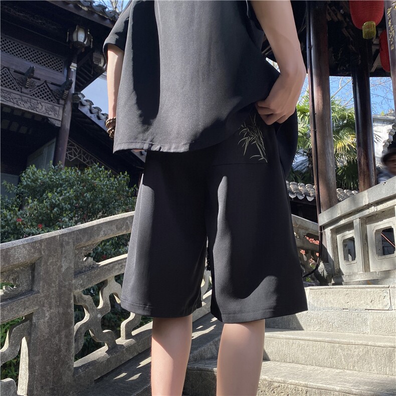 2024夏季新款竹叶刺绣新中式宽松休闲短裤B315-K24092-特p30控58,男装休闲裤,电商B315