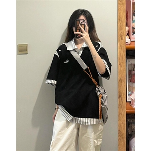 假两件套T恤男女拼接设计感XZ610A-TB262-T批35图片