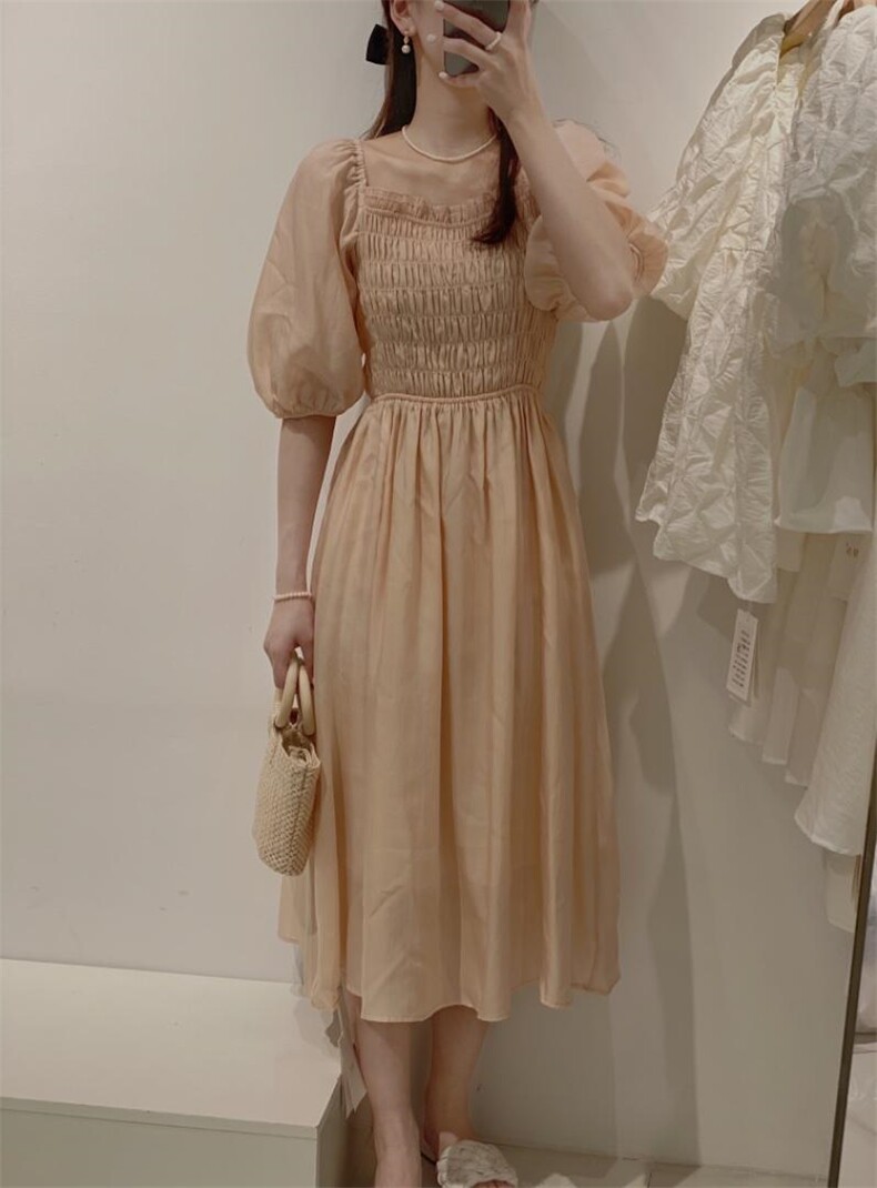 收腰连衣裙，女装连衣裙，驿谷
