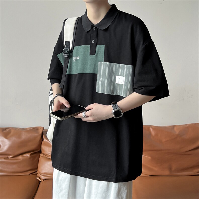 夏季新款polo衫男士短袖t恤潮牌帅气撞色宽松半袖体恤男A299-p33,男装T恤,星座1008