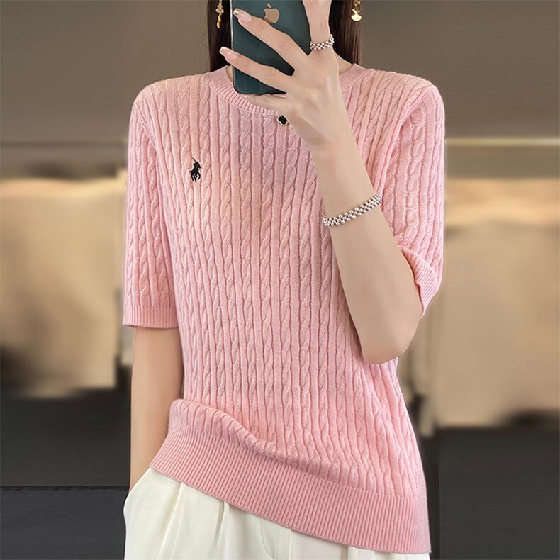时尚百搭秋冬新款精纺圆领针织短袖毛衫显瘦修身女士羊毛衫,女装羊毛衫,科源羊绒
