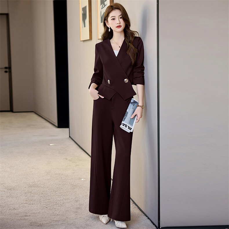 欧洲站时尚西装套装女2025春秋新款时髦洋气减龄阔腿裤职业两件套,女装套装/套裙,时尚俏佳人