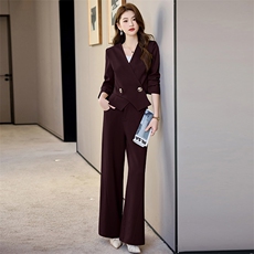 欧洲站时尚西装套装女2025春秋新款时髦洋气减龄阔腿裤职业两件套，女装套装/套裙，时尚俏佳人