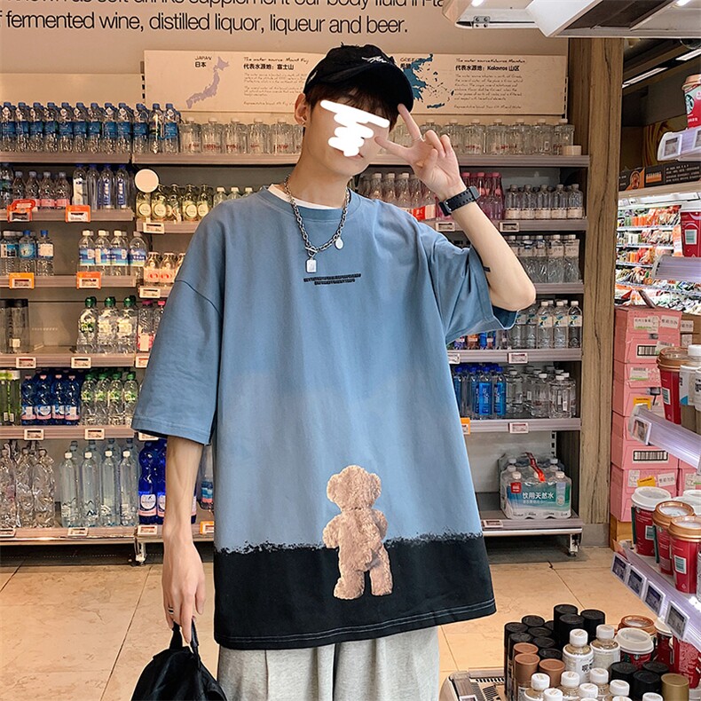 DX107P35港风纯短袖青少年学生百搭高街潮流宽松T恤纯上衣,男装T恤,星座1204-3