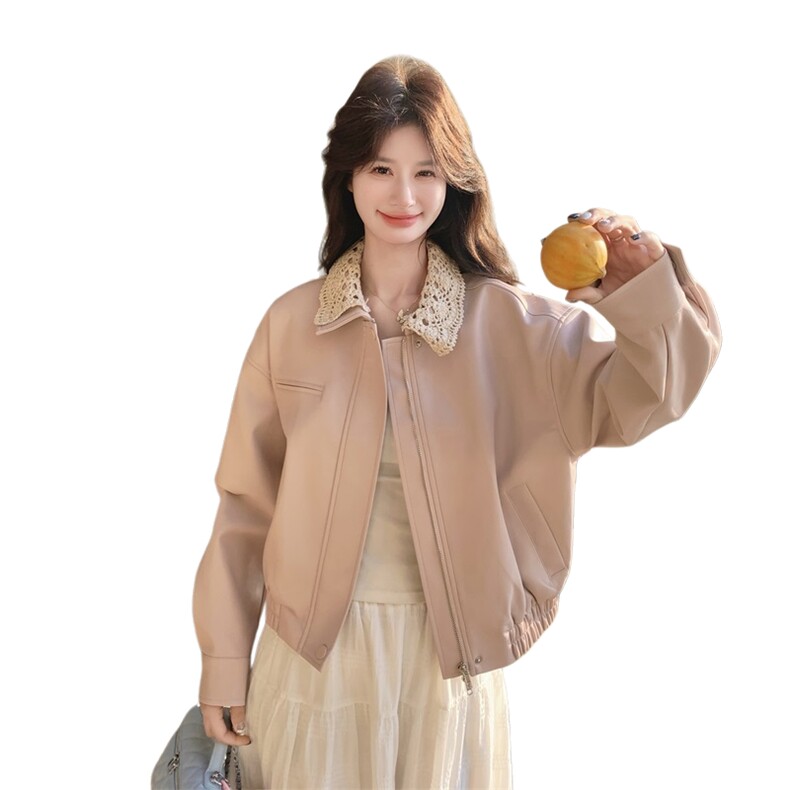 【新款】小香风温柔粉色皮衣088-9832P165K268,女装短外套,2C088