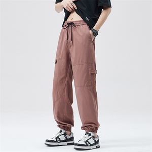 卡其垂感工装休闲裤男2025春夏款痞帅潮流复古束脚裤DY5021-P75图片