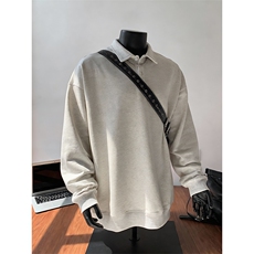 抖音得物高品质二开26春装美式高街结构设计POLO翻领卫衣外套W77，男装Polo衫，电商A486