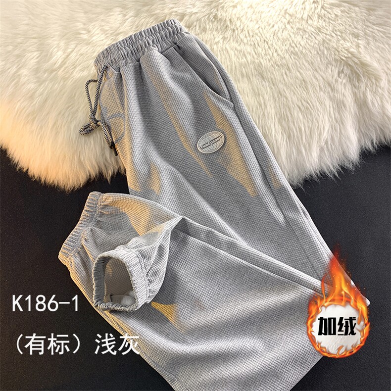 秋冬季男士华夫格卫裤ins休闲裤束脚裤K186P30图片