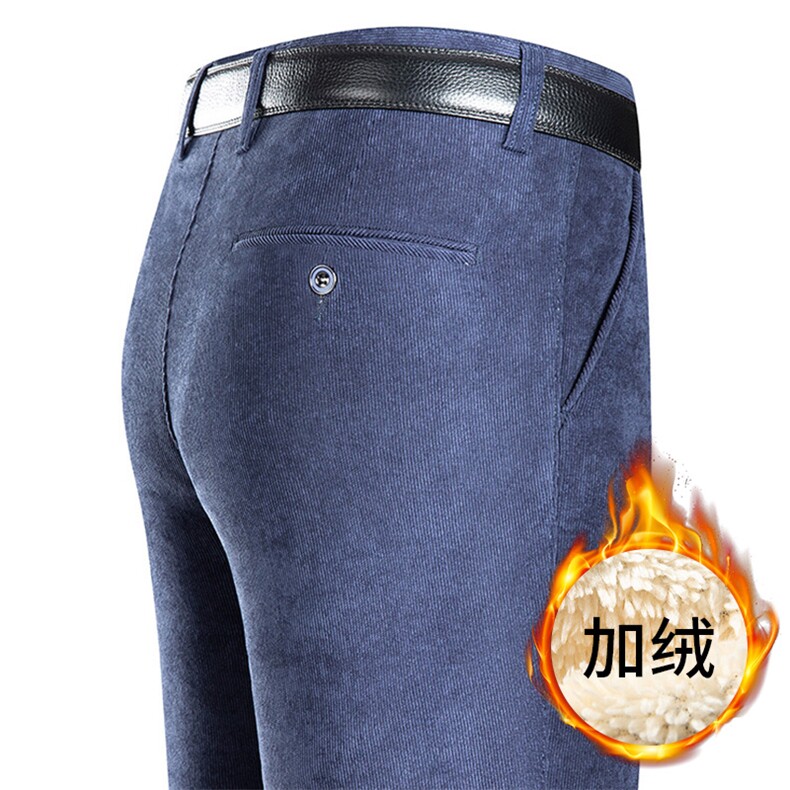 秋季新款男裤免烫商务休闲裤男中年宽松直筒裤子秋冬加绒加厚男装图片