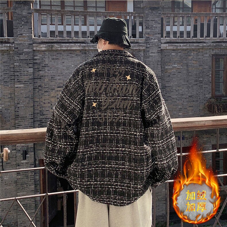 1港风长袖衬衫男大码中性情侣潮大皂风衬衫男CCS8019P45加绒P55，男装衬衫，星座226-2