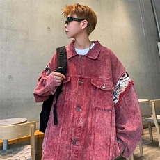 美式复古拼接牛仔外套男秋季新款设计感潮牌宽松休闲M3303-P73，男装夹克，星座1109-3