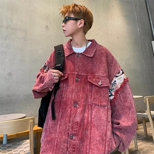 美式复古拼接牛仔外套男秋季新款设计感潮牌宽松休闲M3303-P73图片