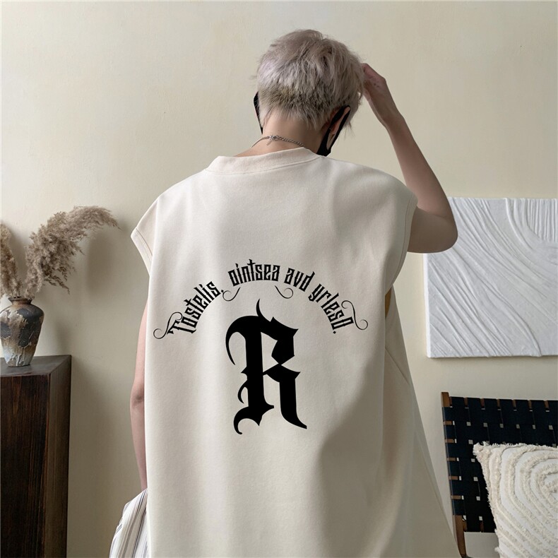 2025新款重磅高品质纯棉无袖坎肩背心 R英文印花BX673-特P18图片