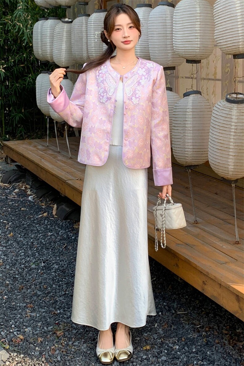 2026年春季新中式高级感g风提花刺绣圆领外套,女装短外套,超帛