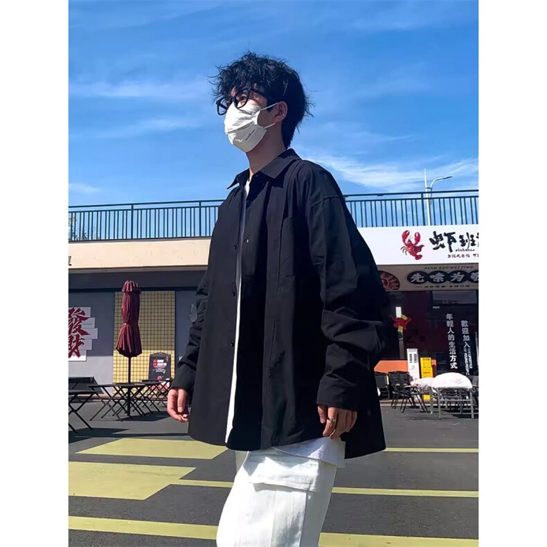 克莱因蓝春秋款男女休闲衬衫宽松褶皱长袖衬衣cs0035P45,男装衬衫,星座1013-1