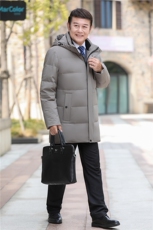 继续可拆卸帽中老年羽绒服外套男士加厚爸爸装90绒羽绒服大衣，男装羽绒服，钱塘723