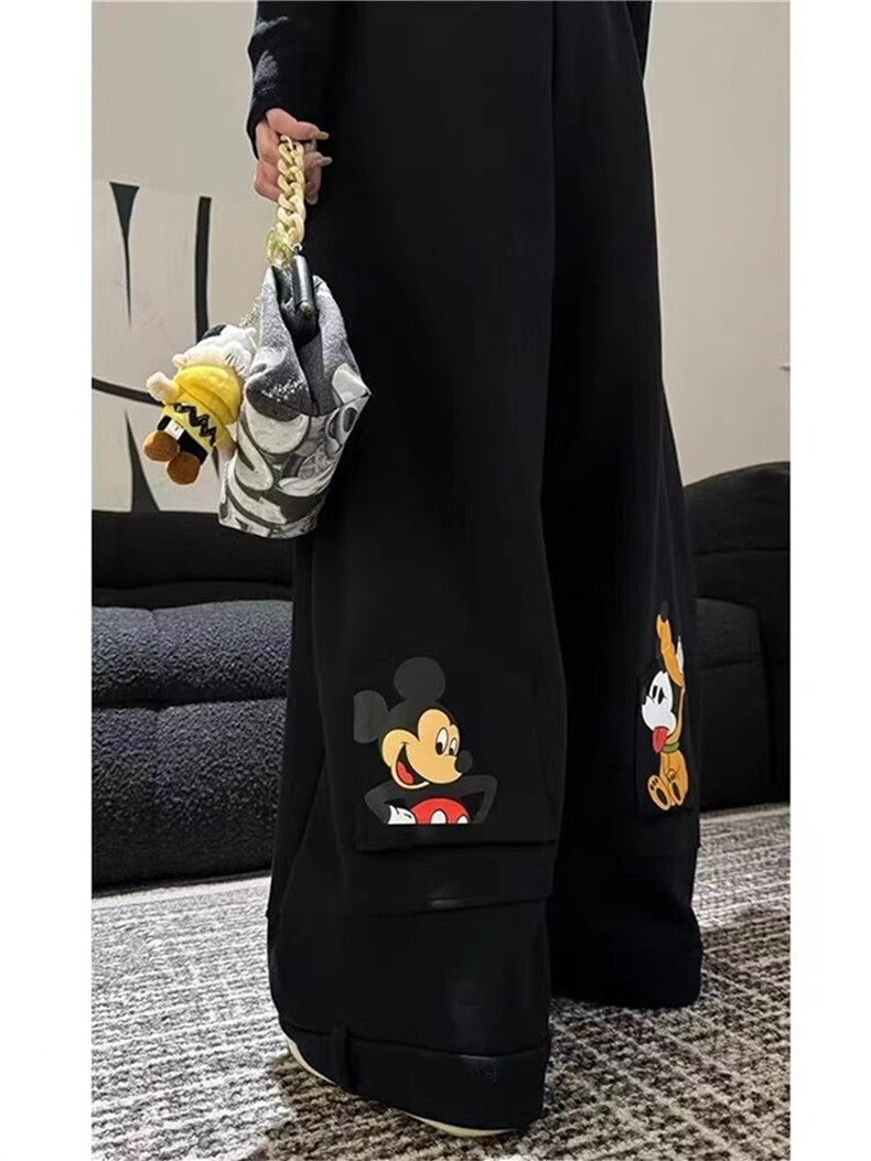 AK24048-P55卡通米奇加绒加厚卫裤女秋冬季宽松直筒阔腿,女装休闲裤,星座617A-2