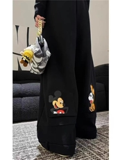 AK24048-P55卡通米奇加绒加厚卫裤女秋冬季宽松直筒阔腿，女装休闲裤，星座617A-2