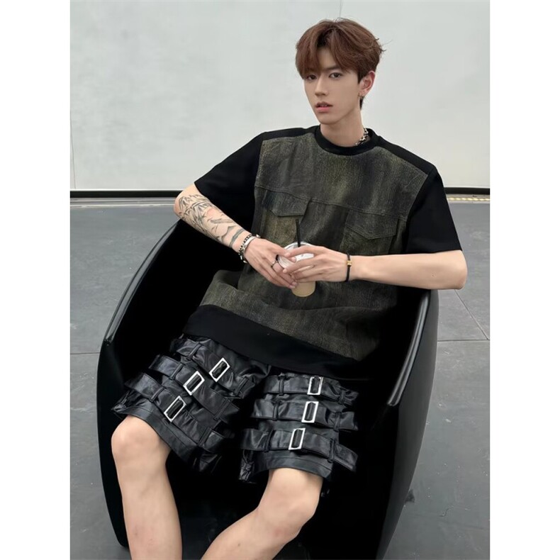 1506/QS1940/P53短袖t恤男潮牌夏季宽松网红潮流ins简约印花上衣,男装T恤,星座1506