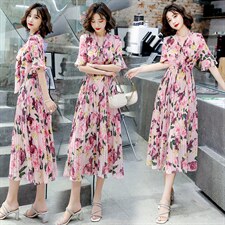 专柜4390元品牌折扣女装春夏新款桑蚕丝连衣裙欧9140P，女装连衣裙，依如秀(原杭风阁)