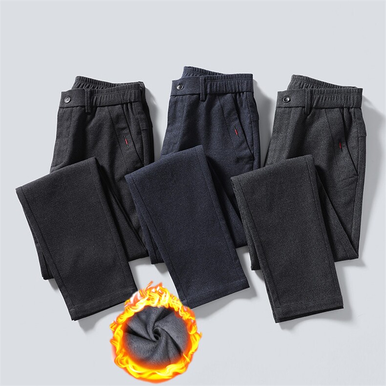 K8875现货秋冬男士休闲裤男加绒加厚修身直筒弹力磨毛百搭裤子男，男装休闲裤，星座224-1