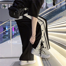 【现货】XZ612-K92-P55-68春夏薄款字母排扣开衩运动休闲裤0，男装休闲裤，星座612
