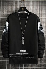 7XL-M 2023春季新款休闲长袖卫衣男宽松慵懒风胖子上衣加肥加大码图片