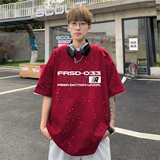 可48小时发货支持抖音得物来样二开美式满天星亮片短袖T恤MTX648，男装T恤，电商A486