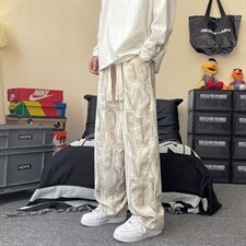 痞帅裤子男直筒垂感潮牌嘻哈高街ins百搭潮流宽松休闲裤ZK92-P35，男装休闲裤，星座1008-1