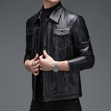 WL-Y602男式2023秋季新款翻领头层牛皮皮衣男P750，男装皮衣，电商B360