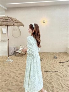 高品质蕾丝复合印花连衣裙图片