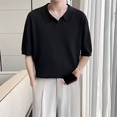 夏季条纹短袖polo衫男韩版修身翻领纯色休闲薄款T恤，男装Polo衫，星座410-7