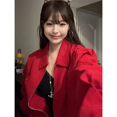 春季新款港风美式vibe潮流短款男女红色哈灵顿夹克外套JK1426-P85，男装夹克，星座313A(原308A-2)